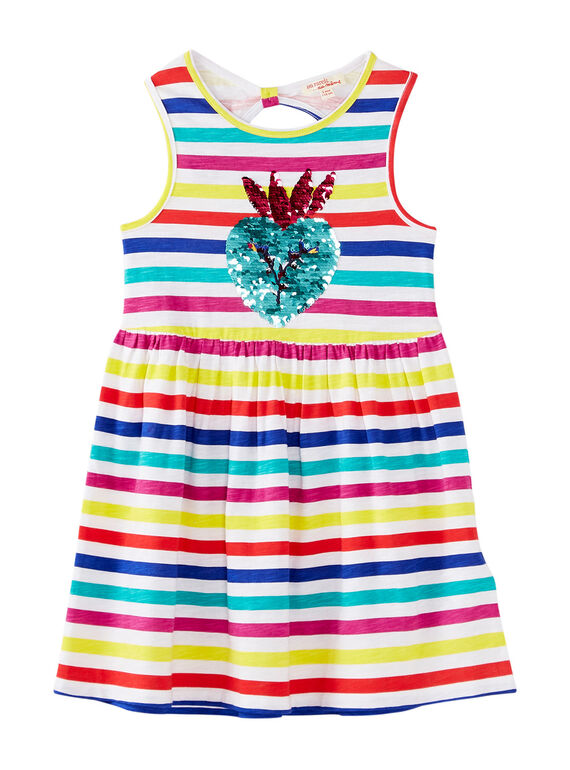 Robe sans manche rayé et fraise en sequins magiques  JAMAROB5 / 20S901P5ROB000
