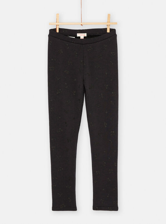 Legging noir imprimé cerise pour fille SAJOLEG3 / 23W901N9PAN090