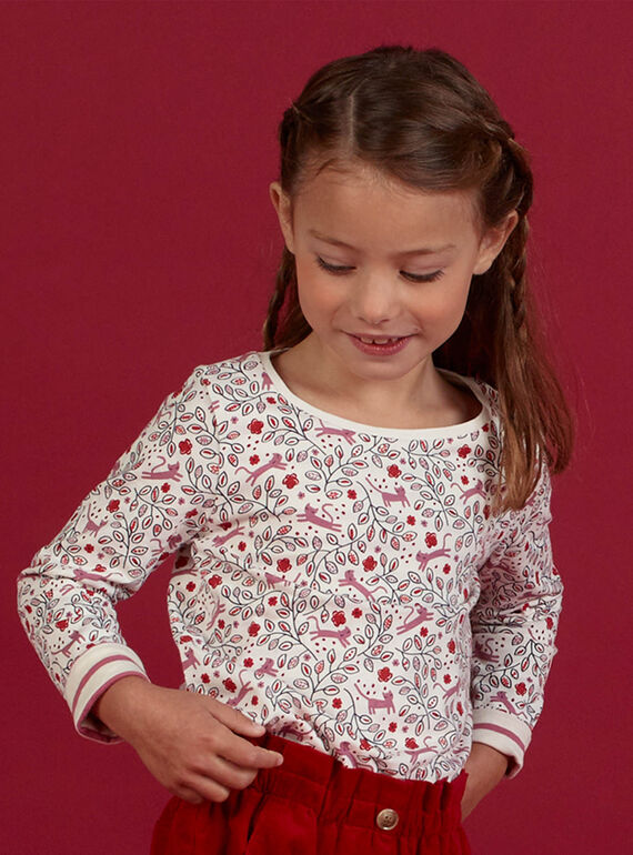 T-shirt réversible imprimé fantaisie et rayures enfant fille MAFUNTEE1 / 21W901M1TML001