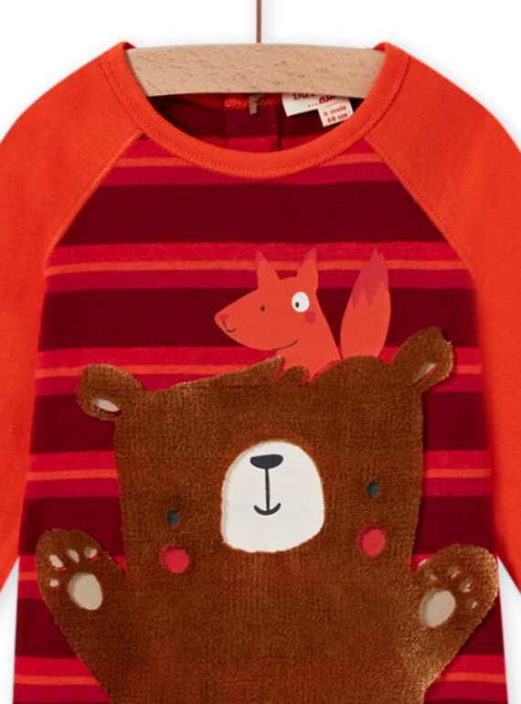 T-shirt rouge motif ourson bébé fille MUFUNTEE2 / 21WG10M1TML504