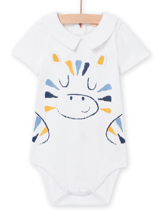 Body blanc à col animation zèbre bébé garçon NUSOBOD / 22SG10Q1BOD000