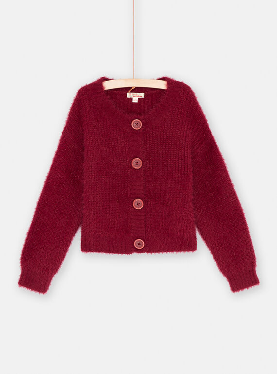 Cardigan prune à paillettes fille SAJOCAR2 / 23W901M2CAR709