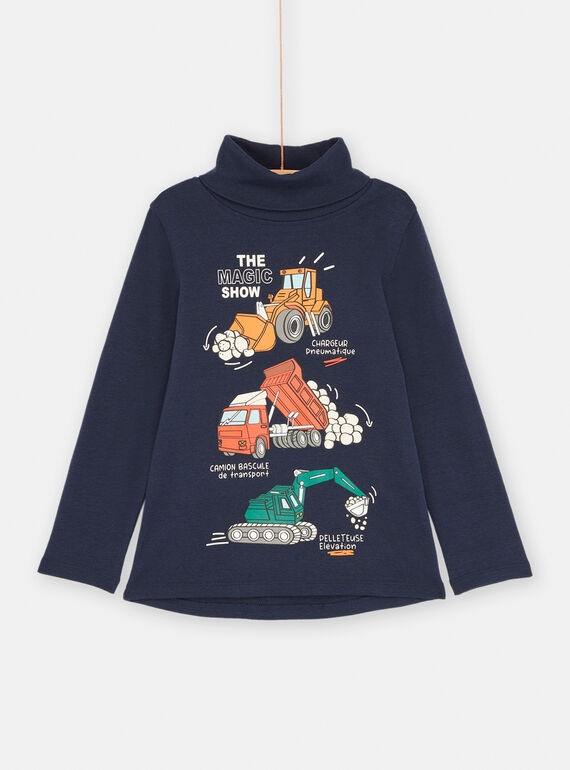 Sous-pull bleu nuit à motifs engins de chantier pour garçon SOKHOSOUP / 23W902Q1SPL705