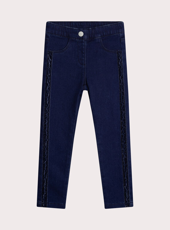 Jegging bleu avec bande pailletée  XAJOJEG1 / 25W901D4PANP271