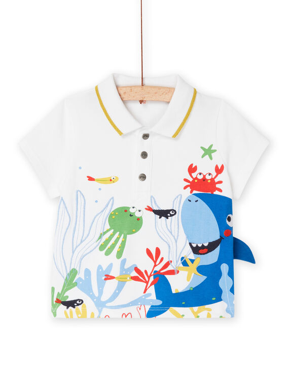 Polo blanc à motifs animaux marins brodés RUPOPPOL / 23SG10X1POL000