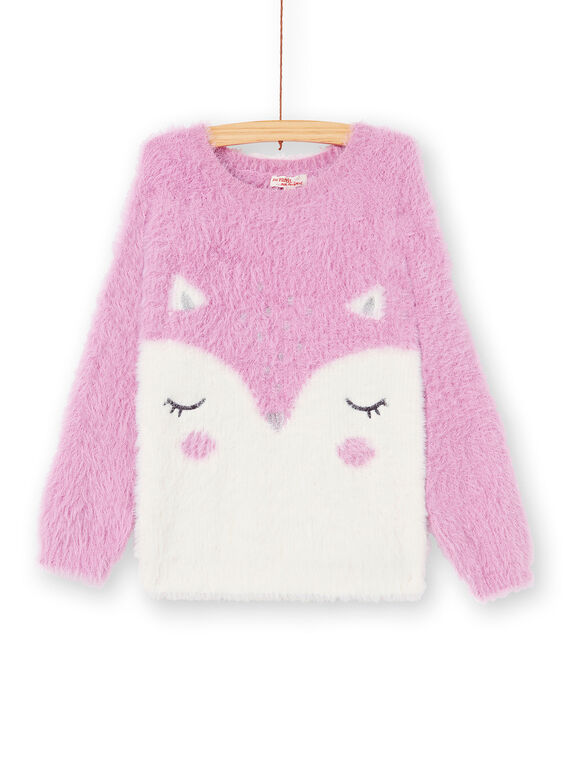 Pull en maille plume, visage de renard brodé KABOPULL1 / 20W901N2PUL320