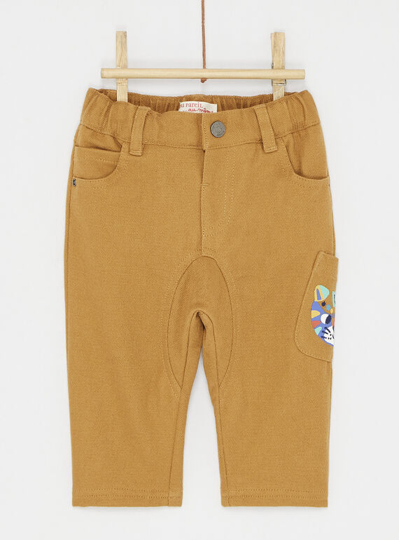 Pantalon uni ambre jaune pour bébé garçon SULINPAN1 / 23WG10H2PANB101