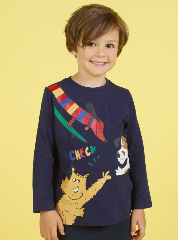 T-shirt bleu marine enfant garçon MOMIXTEE5 / 21W902J4TML717