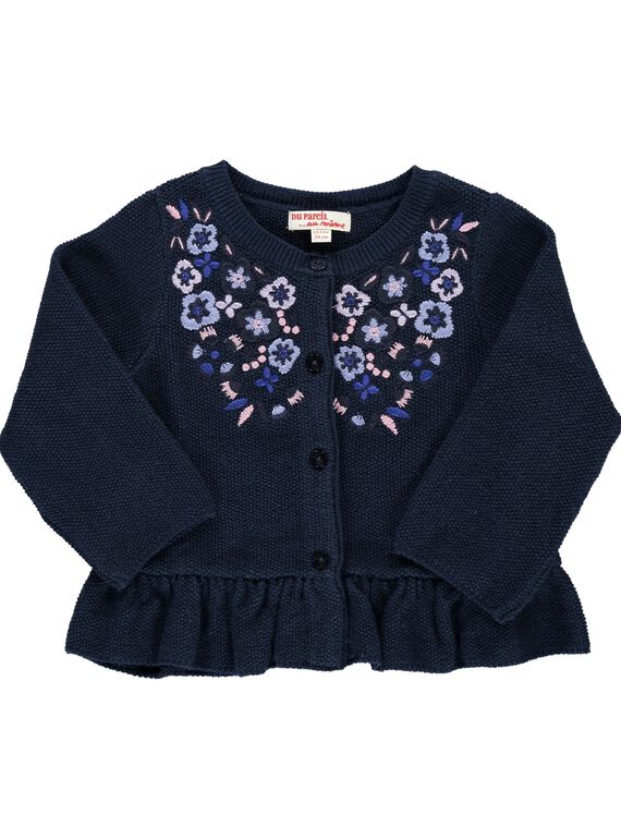 Gilet en maille de coton bébé fille CIKLECAR1 / 18SG09D1CAR070
