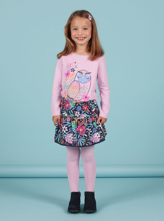 T-shirt lavande motif hibou fantaisie enfant fille MAPLATEE1 / 21W901O3TML326
