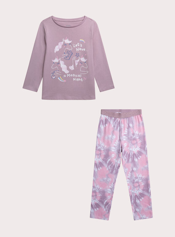 Pyjama licorne phosphorescent  pour enfant fille XEFAPYJDYE / 25WH1131PYJ320