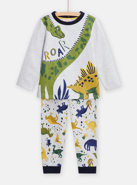 Pyjama gris chiné animation dinosaure pour garçon TEGOPYJROAR / 24SH1245PYJJ920