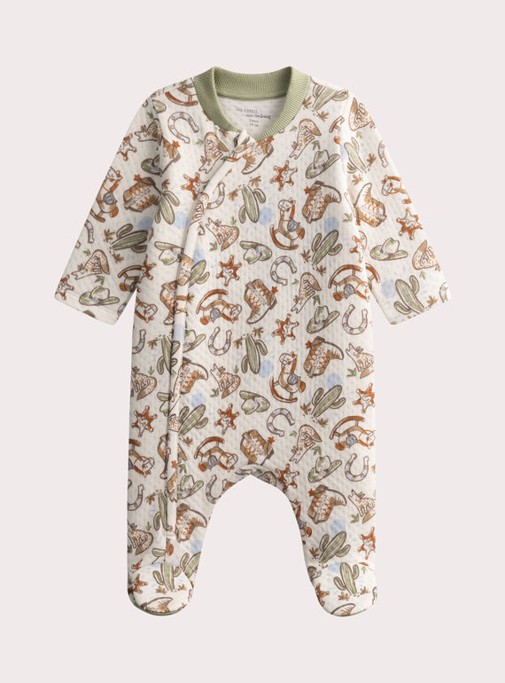 Grenouillère écrue imprimée pour bébé garçon WEGAGREROD / 25SH14B3GRE001