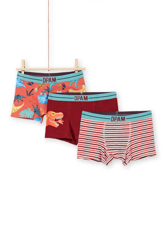 Lot de 3 boxers assortis enfant garçon MEGOBOXDINO / 21WH12B4BOX719
