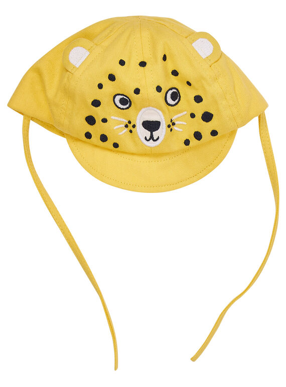 Casquette jaune bébé garçon tigre brodé JYUTROCASQ / 20SI10F2CHAB114