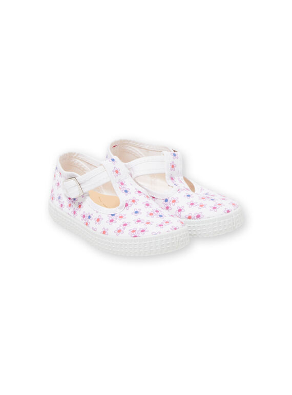 Salomés en toile blanches imprimé fleuri bébé fille LBFSALFLEUR / 21KK3743D17000