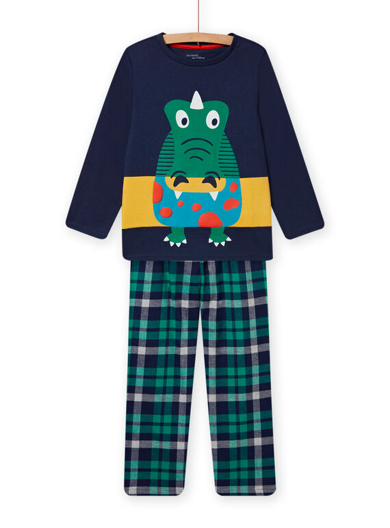 Pyjama bleu nuit et vert enfant garçon NEGOPYJCRO / 22SH12G6PYJ705