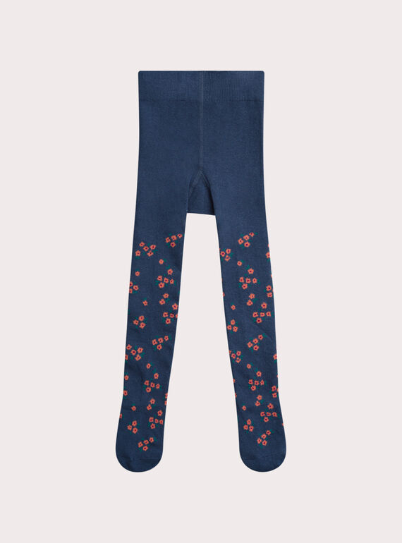 Collant bleu fleuri pour fille XYAJOSCOL6 / 25WI01D6COL716