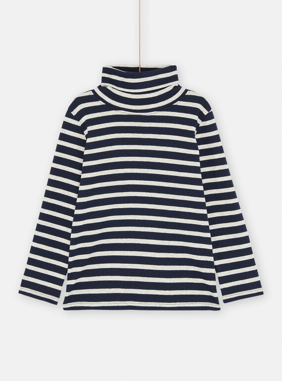 Sous-pull bleu nuit et blanc à imprimé à rayures pour garçon SOJOSOUP3 / 23W902N2SPL705