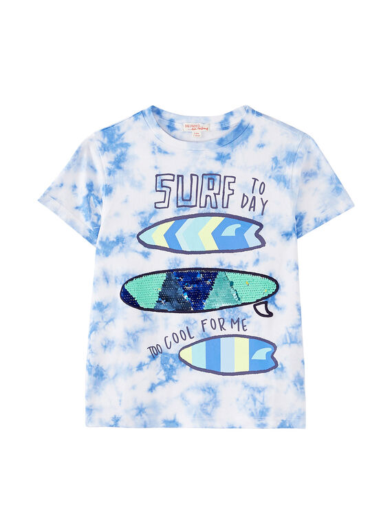 Tee shirt garçon tye and dye bleu JOQUATI4 / 20S902R4TMC000