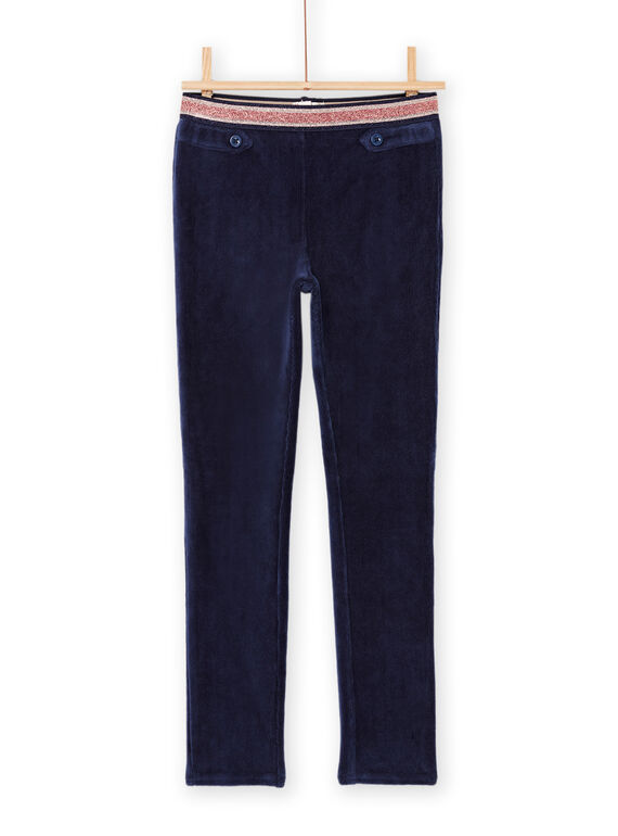 Pantalon souple en velours bleu marine PAJOMIL3 / 22W901D2PAN070