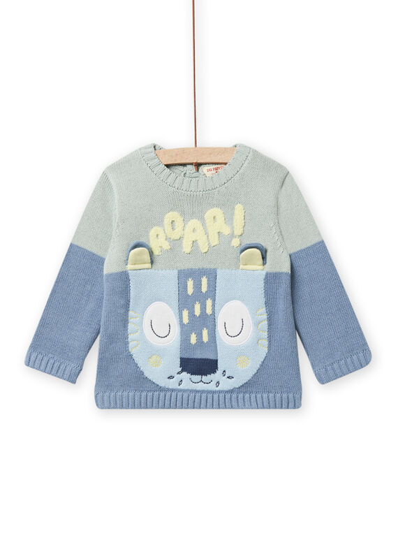 Pull en maille tricolore à animation tigre bébé garçon NUMOPUL / 22SG10N1PULG622