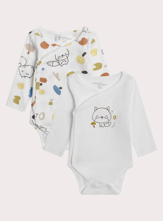 Lot de 2 bodies naissance blancs imprimés renard XOU1BOD2 / 25WF0451BDN000