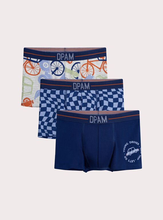 Lot de 3 boxers véhicules pour enfant garçon XEGOBOX2 / 25WH1244BOXC210