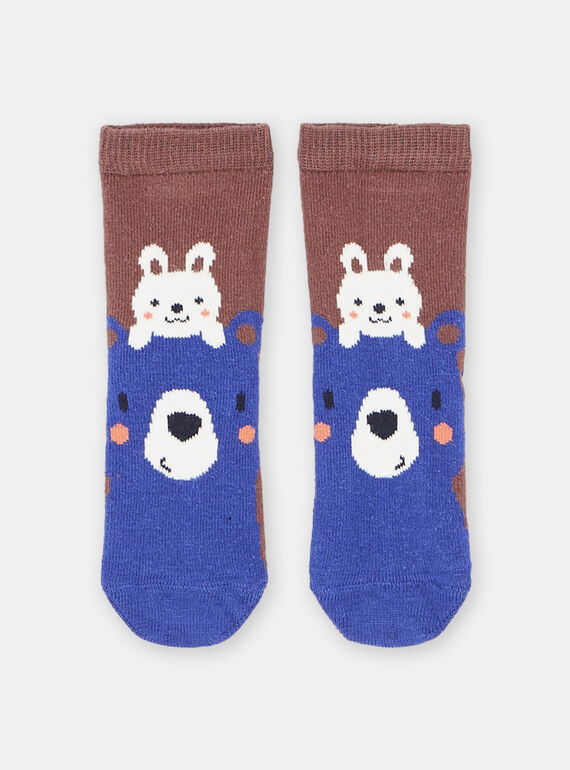 Chaussettes havane à motifs lapin et ours bébé garçon SYUFORCHO / 23WI10B4SOQ812