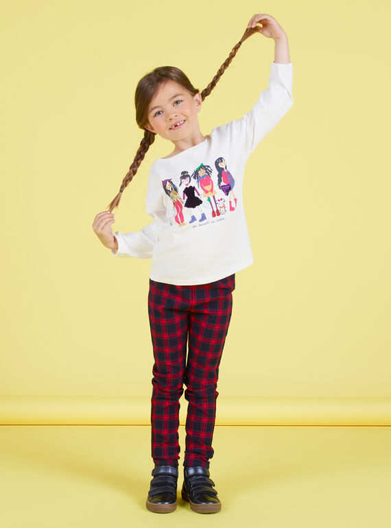 T-shirt manches bouffantes écru imprimé à sequins réversibles enfant fille MAMIXTEE4 / 21W901J5TML001