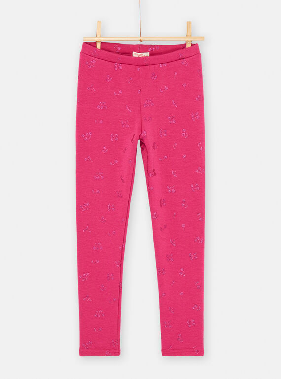 Legging rose pétunia à imprimé cerise pour fille SAJOLEG5 / 23W901N7PAN310