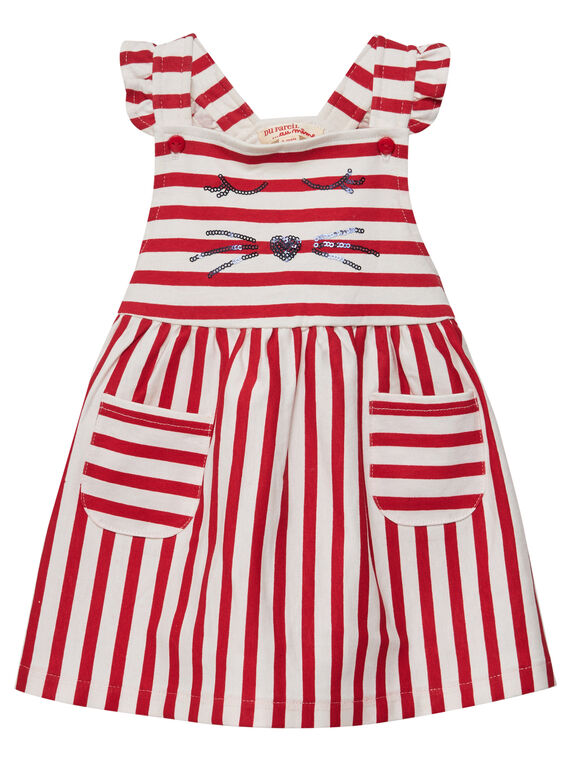 Robe salopette en jersey rayée bébé fille JIGRAROB1 / 20SG09E1ROB001