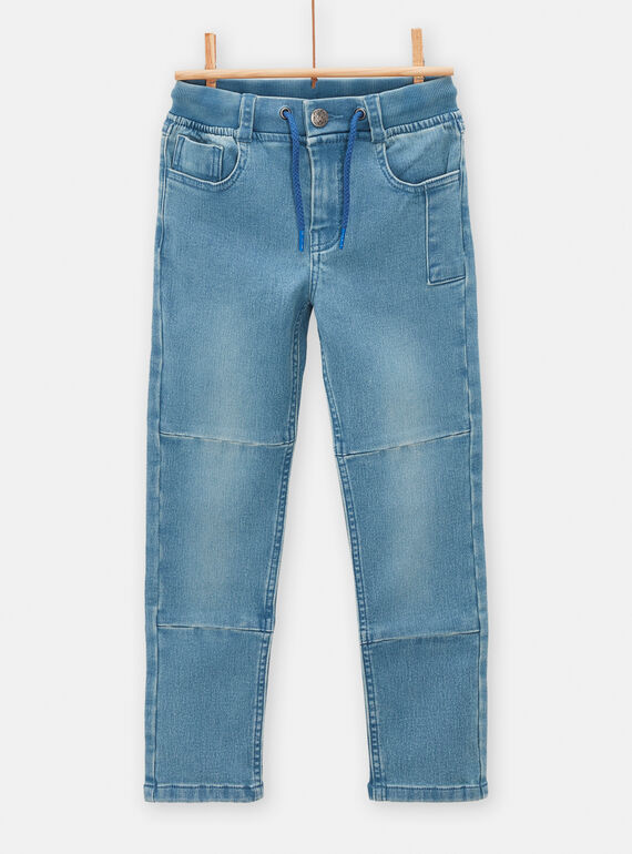 Jean denim bleu avec empiècement pour garçon TODEJEAN / 24S902J1JEAP269