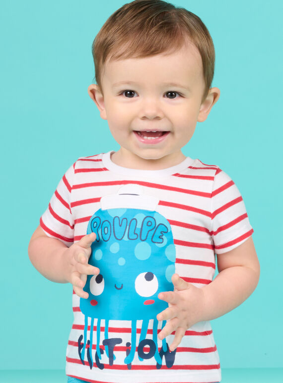 T-shirt manches courtes blanc, rouge et bleu bébé garçon NUFICTI1 / 22SG10U3TMC000