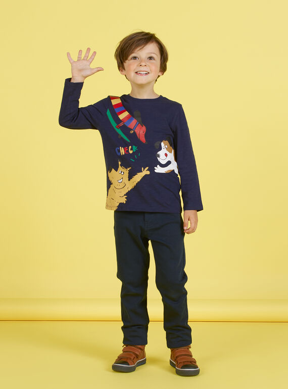 Pantalon bleu nuit enfant garçon MOMIXPAN / 21W902J1PAN717