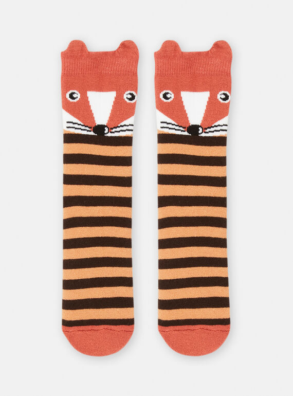 Chaussettes orange et noir à imprimé à rayures pour garçon SYOJOCHO8 / 23WI02N2SOQE410