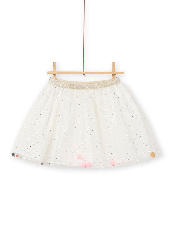 Jupe en tulle à paillettes et pompons enfant fille NASOJUP1 / 22S901Q1JUP001