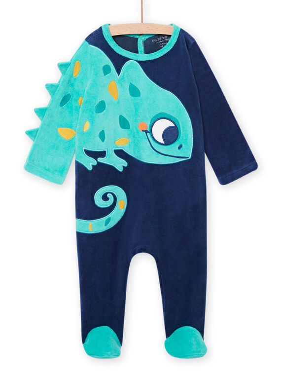 Grenouillère velours animation caméléon bébé garçon NEGAGRECAM / 22SH14E2GRE716