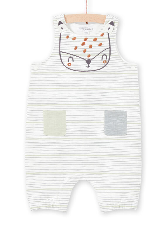 Salopette écrue et verte à rayures naissance mixte MOU1SAL2 / 21WF0541SAL001