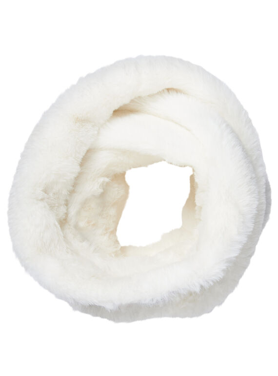 Snood fille double tour gris avec motif à fleur et intérieur sherpa JYAVISNOO / 20SI01D1SNO943