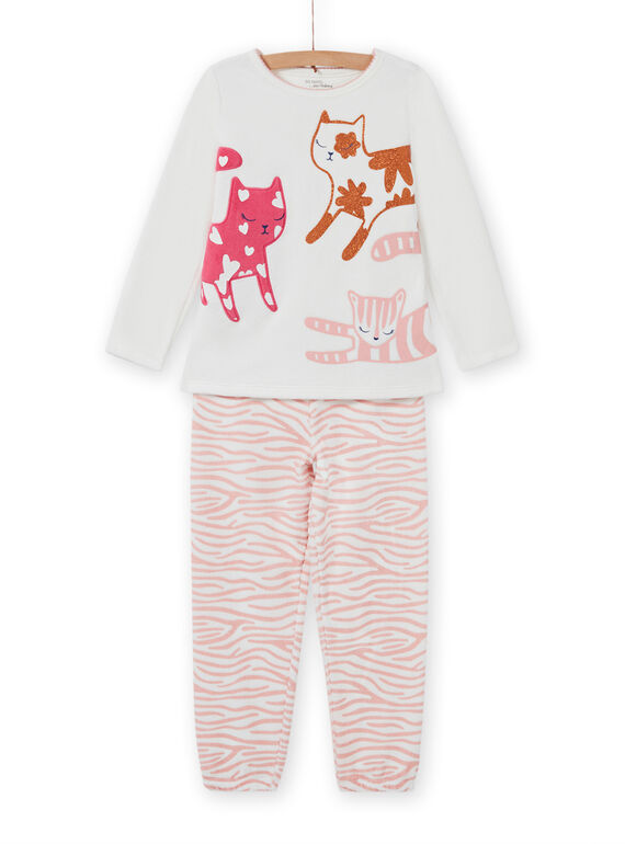Ensemble pyjama T-shirt et pantalon motif chats enfant fille MEFAPYJCAT / 21WH1184PYJ001