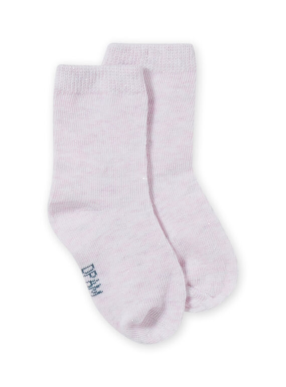 Chaussettes rose chiné à paillettes bébé fille MYIJOSOQLU1 / 21WI0914SOQ632