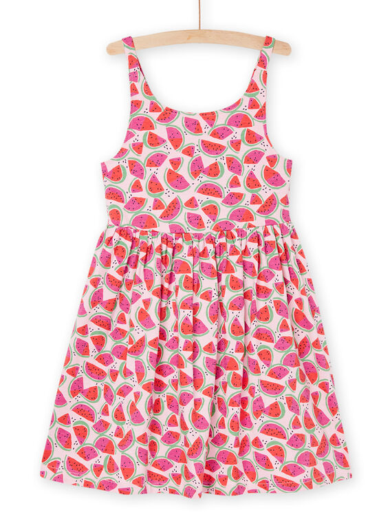 Robe souple rose et rouge à imprimé fruit RAPLAROB3 / 23S901P1ROBD315
