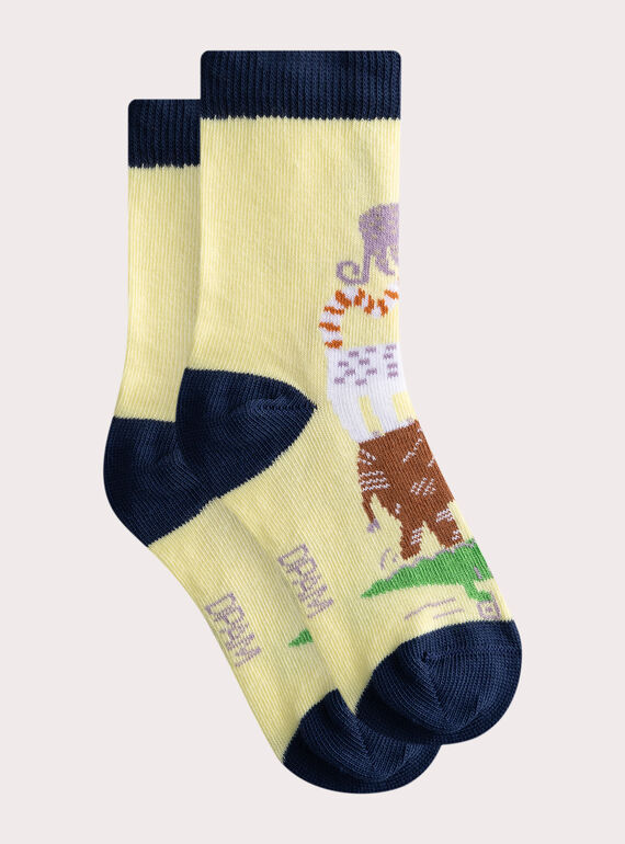 Chaussettes jaune fantaisie pour garçon WYOJOCHO7 / 25SI02J4SOQ103