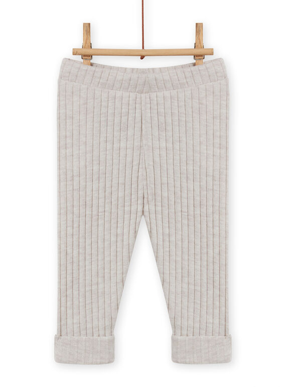 Legging uni beige chiné côtelé bébé fille MYIJOLEGCO1 / 21WI0911CALA011