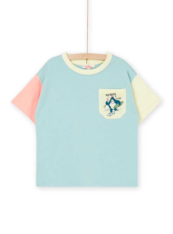 T-shirt bleu céladon à manches contrastantes ROEXOTI5 / 23S902V5TMC204