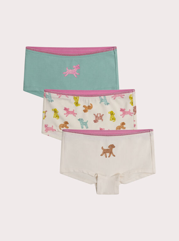 Lot de 3 shorty chiens  pour enfant fille XEFAHOT1 / 25WH1142SHY003
