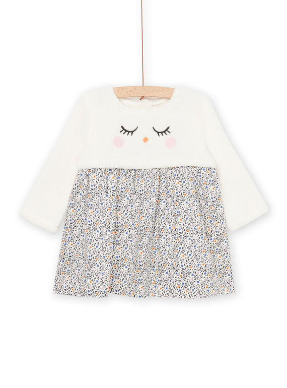 Robe bi-matière à manches longues à animation broderie PIREROB1 / 22WG09T1ROB003