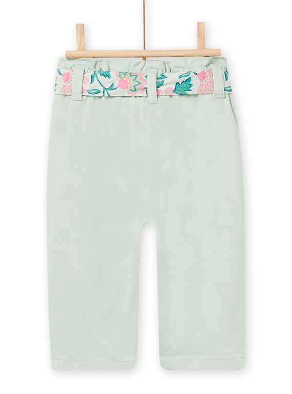 Pantalon vert amande et ceinture imprimée bébé fille NIGAPAN / 22SG09O1PAN611