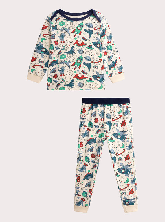 Pyjama écru phosphorescent pour enfant garçon WEGOPYJSPA / 25SH1293PYJA016